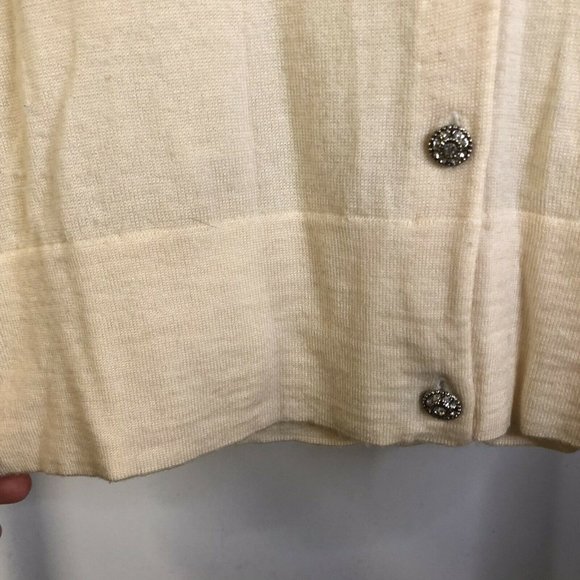 J. Crew Merino V Neck Cardigan Sweater Ivory - Picture 5 of 7